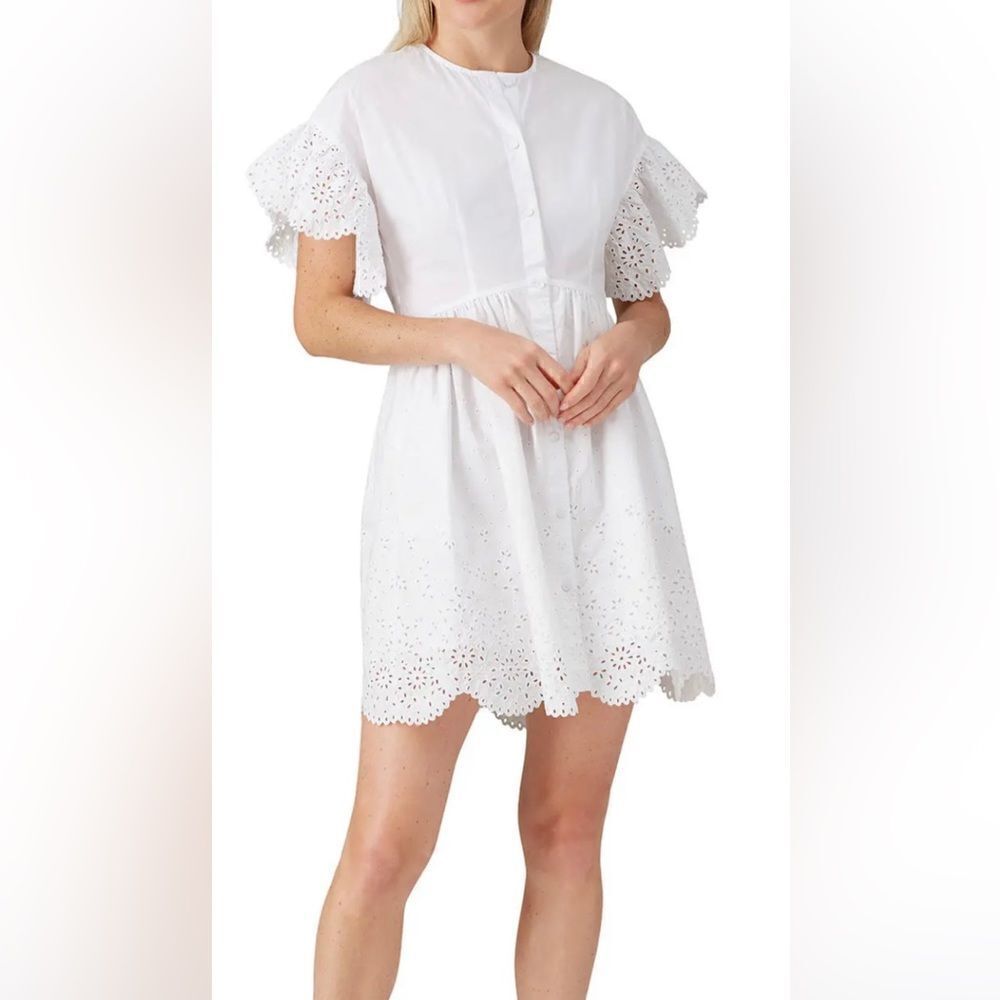 Rebecca Taylor La Vie Short Sleeve Eyelet Dress Size Medium - Picture 8 of 10